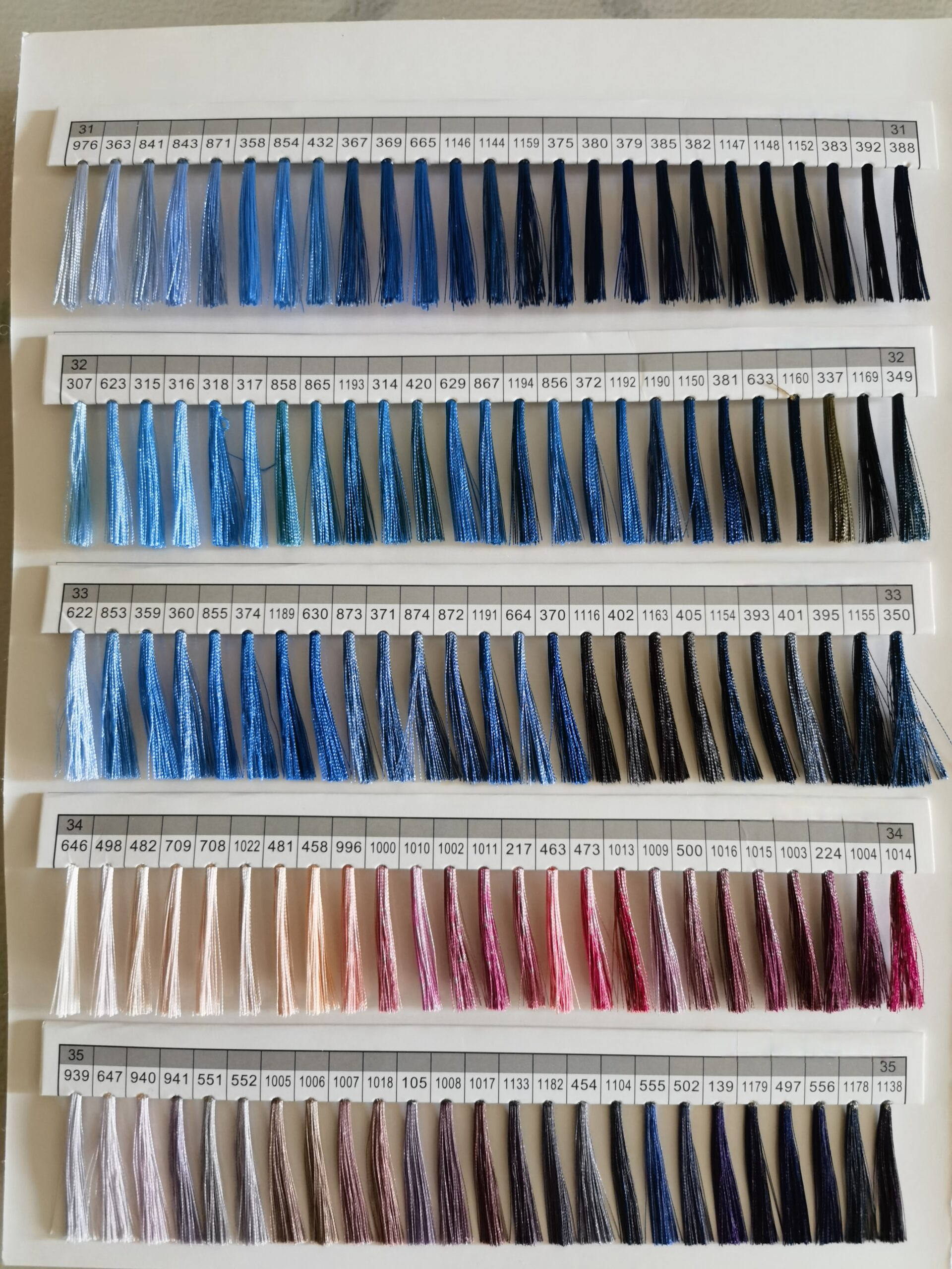Polyester Thread Color Card