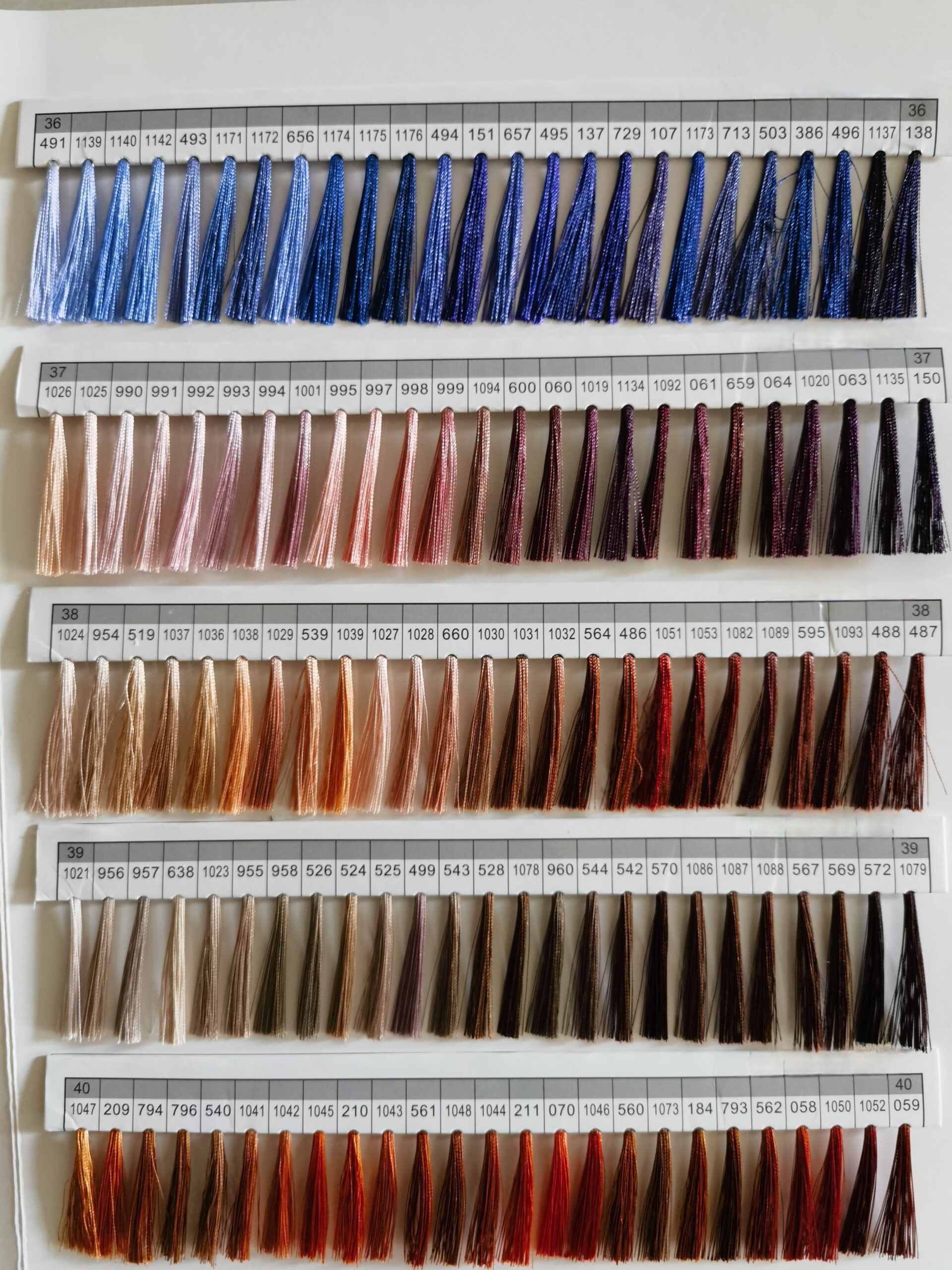 Polyester Thread Color Card